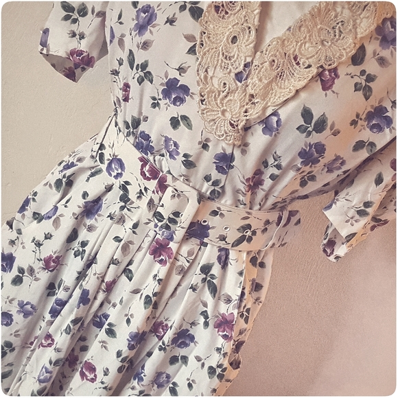 Vintage Dresses & Skirts - Vintage prairie lace collared dress
